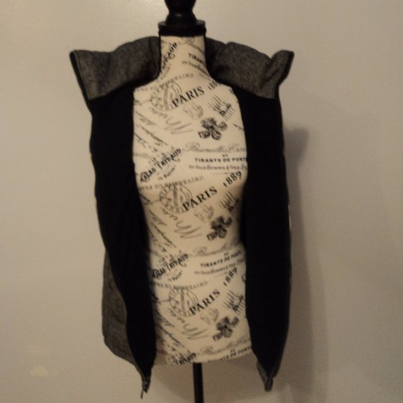 Old Navy Women's S/P Vest Gray Tweed Zipper Front Stand Up Collar Fleece Lined - Picture 11 of 13